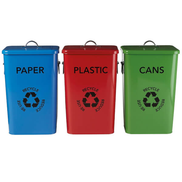 Set of 3 Recycle Logo Bins Homebase