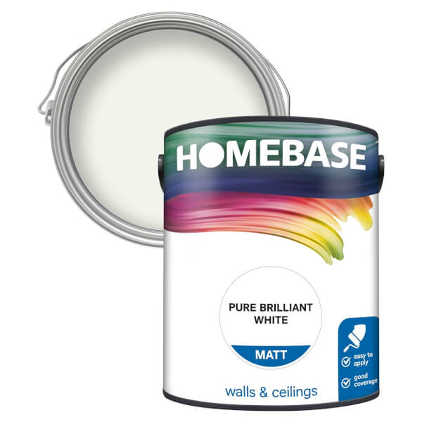 Homebase Matt Emulsion Paint Pure Brilliant White 5L Homebase