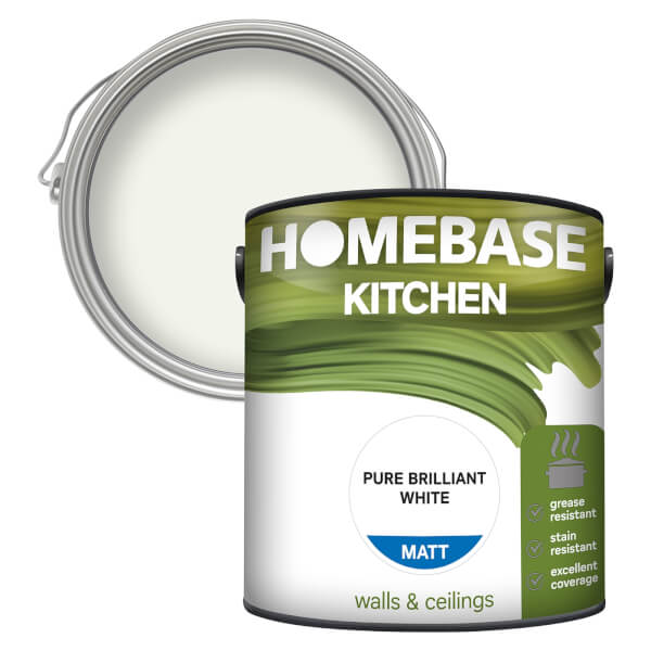 Homebase Kitchen Matt Paint Pure Brilliant White 2.5L Homebase