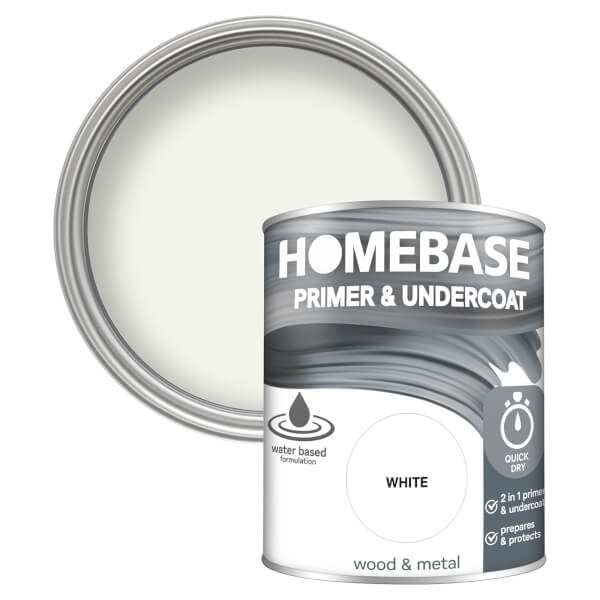 Homebase Interior Quick Dry Primer Undercoat White 750ml Homebase
