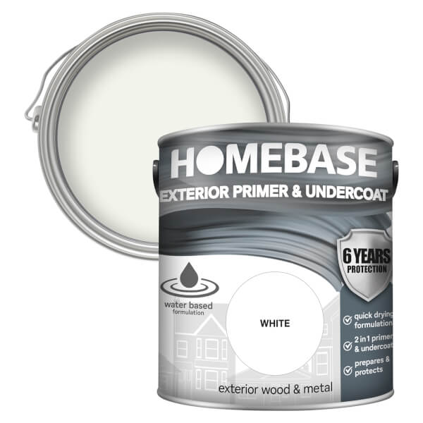 Homebase Exterior Primer Undercoat Brilliant White 2.5L Homebase