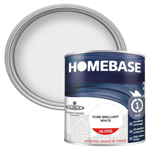 Homebase Exterior Gloss Paint Brilliant White 750ml Homebase