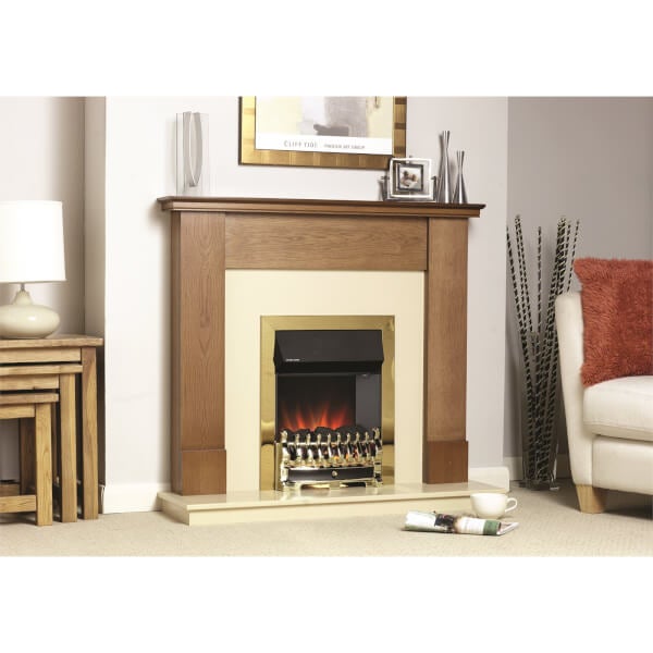 Suncrest Howden Electric Fire Suite with Flat to Wall Fitting Oak