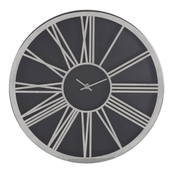Baillie Wall Clock Chrome & Black Homebase