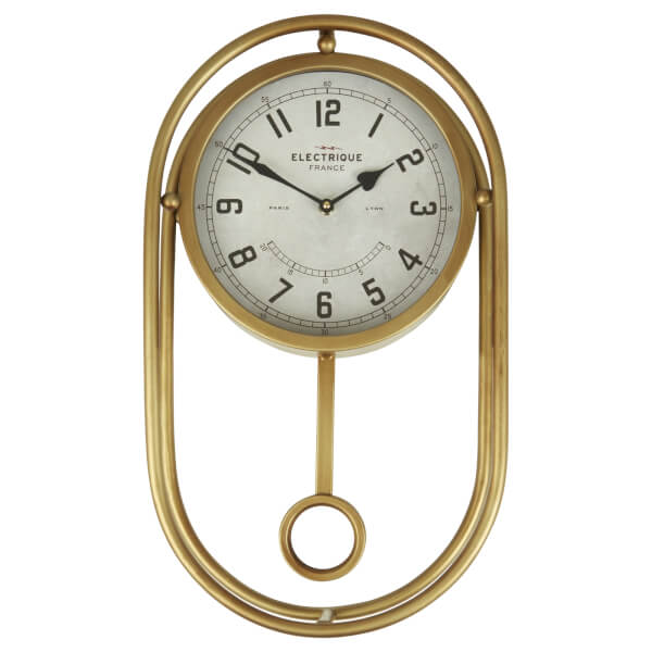 Hayden Pedulum Wall Clock Gold Finish Homebase