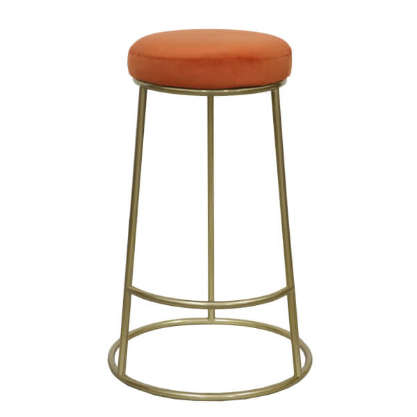 Velvet Bar Stool Burnt Orange Homebase