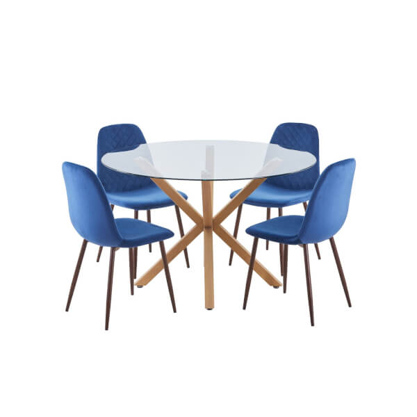Ludlow Round Dining Table and 4 Perth Chairs Navy Homebase