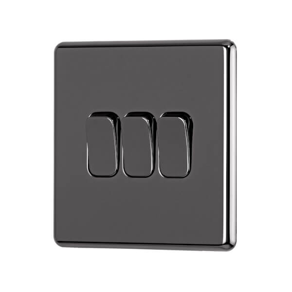 Arlec Fusion 10A 3Gang 2Way Black Nickel Triple light switch Homebase