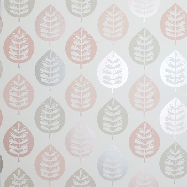 Arthouse Amira Leaf Smooth Metallic Blush Pink Wallpaper Homebase