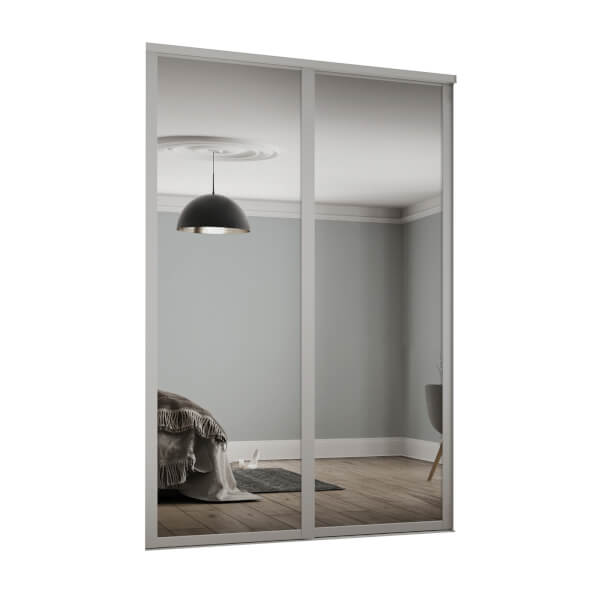 Shaker 2 Door Sliding Wardrobe Kit Mirror With Cashmere Frame (W)1145 x