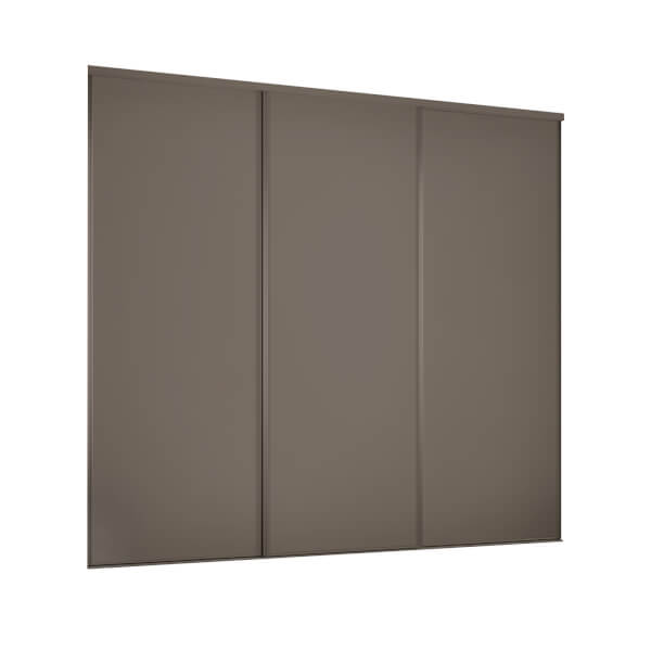 Classic 3 Door Sliding Wardrobe Kit Stone Grey Panel (W)2216 x (H