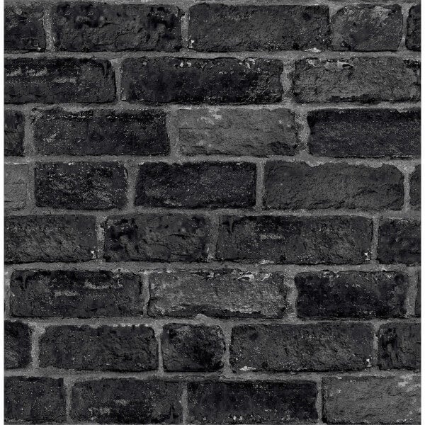 Fresco House Brick Black Wallpaper Homebase