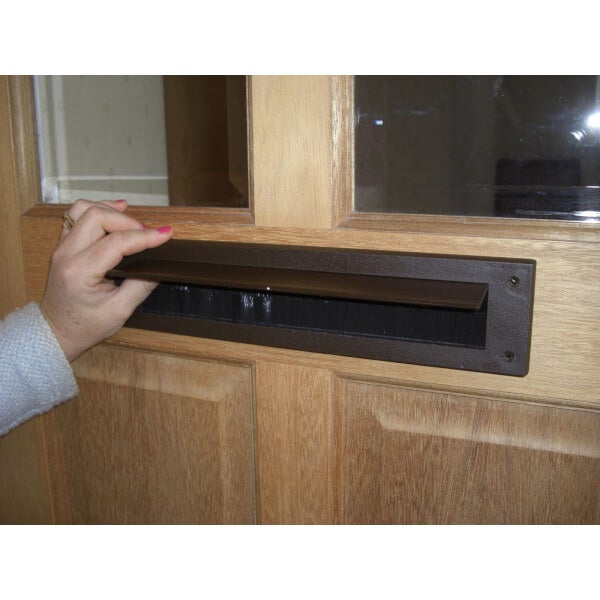 Stormguard Internal Letter Box Plate with Flap Draught Excluder Brown Homebase