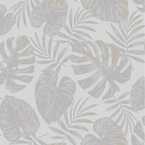 Holden Decor Riviera Leaf Textured Metallic Grey Wallpaper Homebase