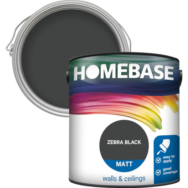 Homebase Matt Emulsion Paint Zebra Black 2.5L Homebase