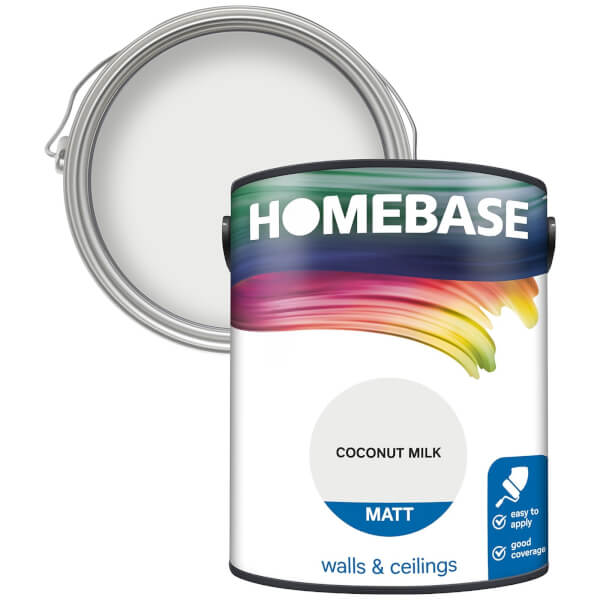 Homebase Matt Emulsion Paint Coconut Milk 5L Homebase