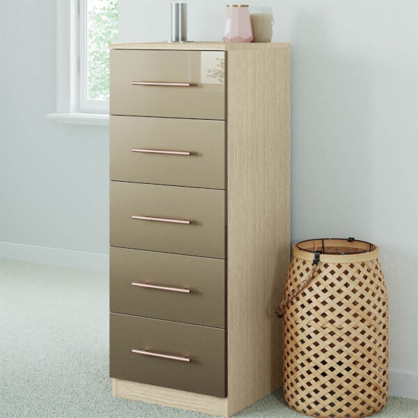 Fitted Bedroom Slab 5 Drawer Chest Champagne Homebase