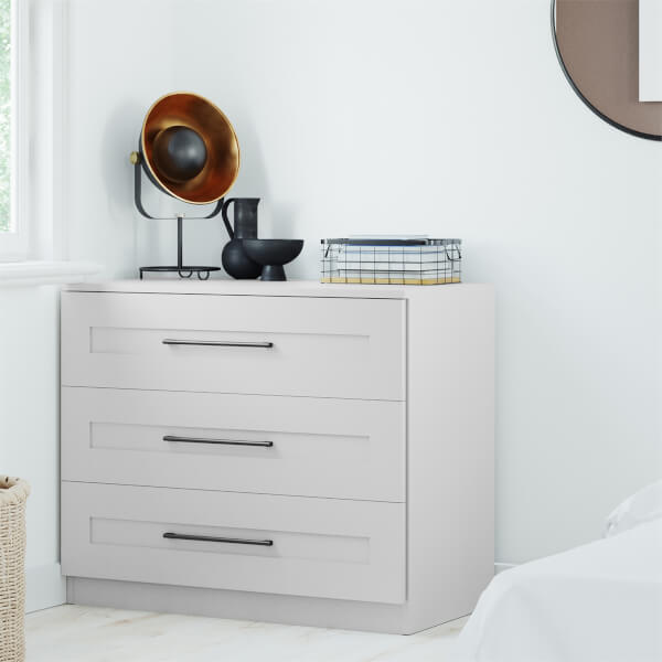 Fitted Bedroom Shaker 3 Drawer Chest Grey Homebase