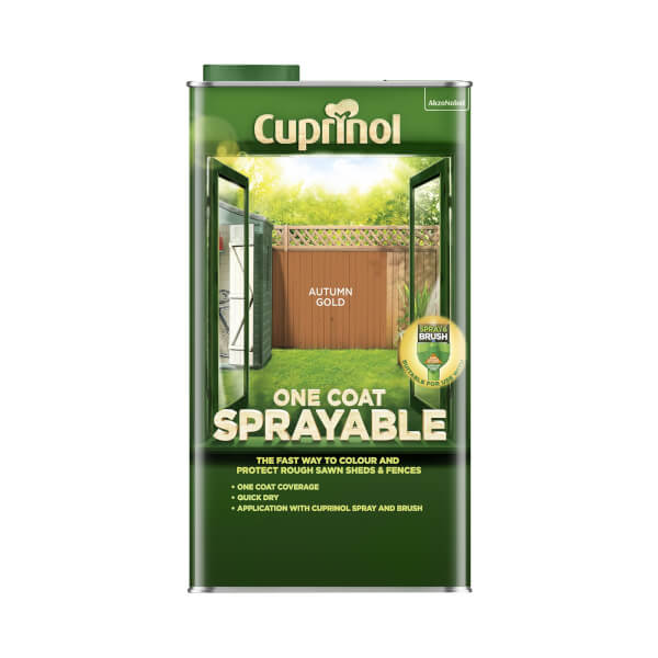 Cuprinol One Coat Sprayable Shed & Fence Paint Paint Autumn Gold 5L