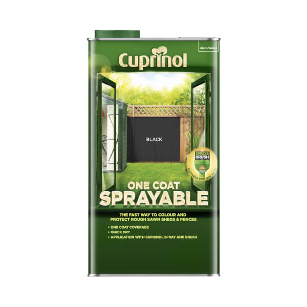Cuprinol One Coat Sprayable Shed & Fence Paint Black 5L Homebase