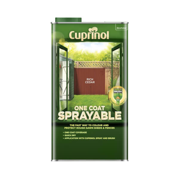 Cuprinol One Coat Sprayable Shed & Fence Paint Paint Rich Cedar 5L Homebase