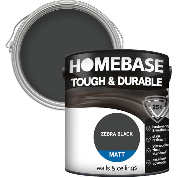 Homebase Tough & Durable Matt Paint Zebra Black 2.5L Homebase