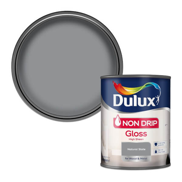 Dulux Paint Non Drip Gloss Paint Natural Slate 750ml Homebase