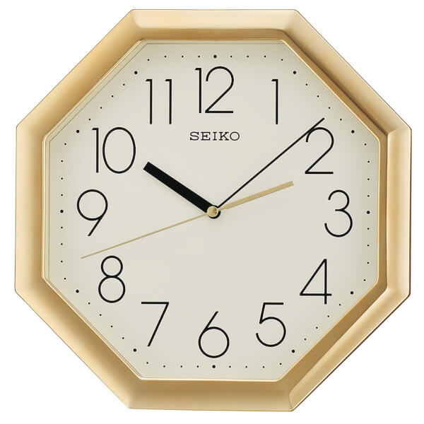 Seiko Octagon Wall Clock Gold Homebase