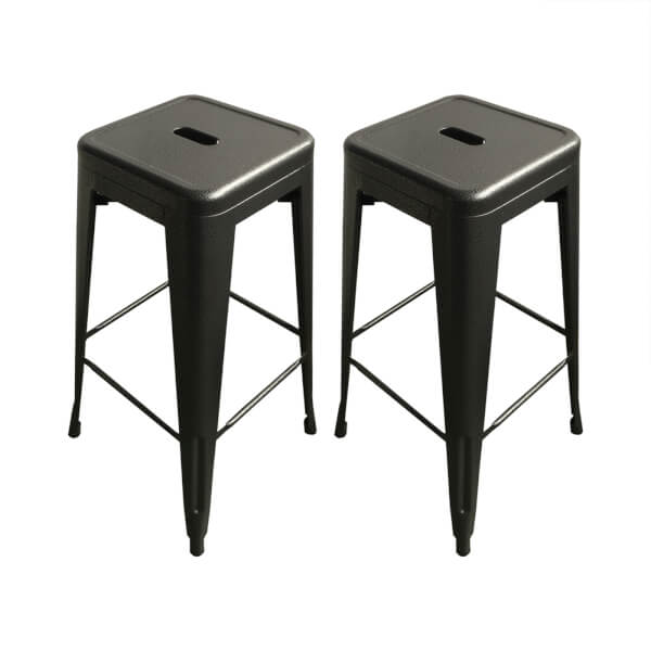 Pair of Metal Bar Stools Grey Homebase