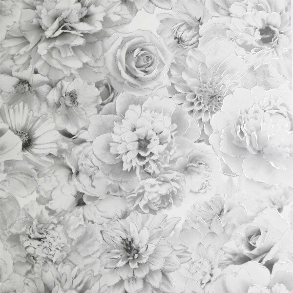 Arthouse Glitter Bloom Silver Wallpaper Homebase