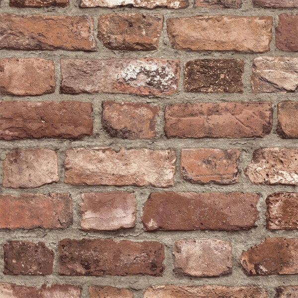 Grandeco Red Brick Paste the Wall Wallpaper Homebase