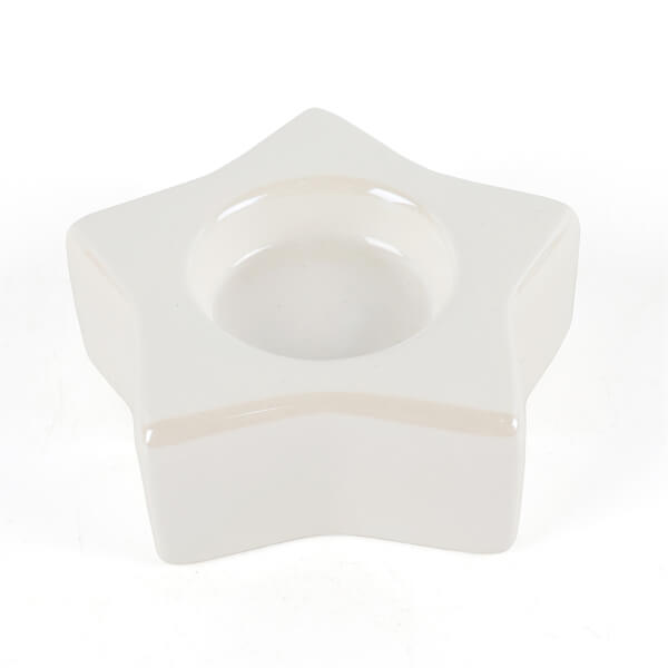 Pearl White Ceramic Star Candle Holder Homebase