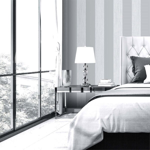 Belgravia Decor Amelie Grey Stripe Wallpaper Homebase