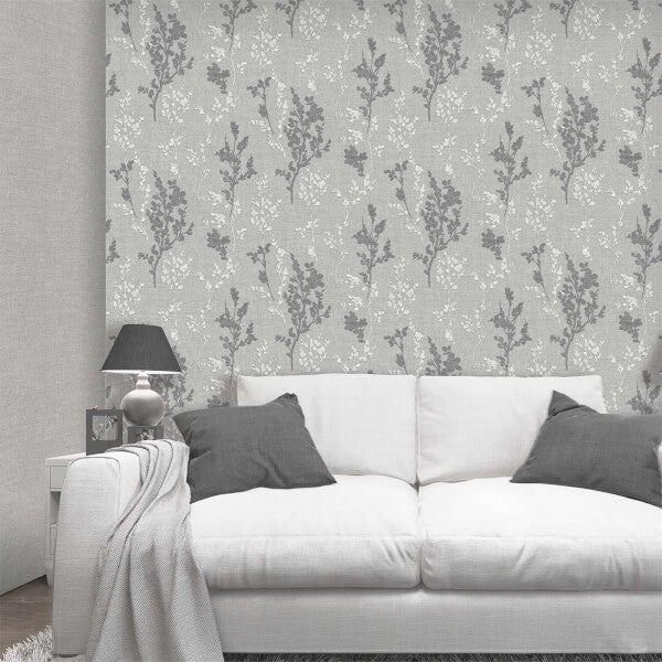 Belgravia Decor Organica Silver Leaf Wallpaper Homebase
