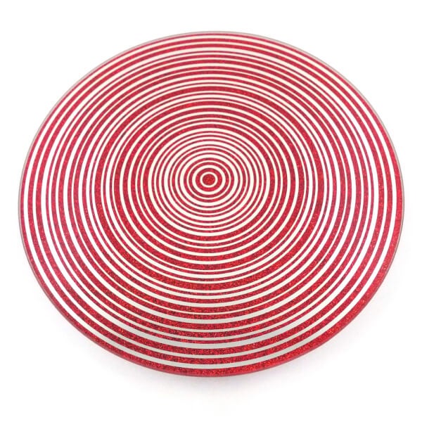 Red Glitter Candle Plate 18cm Homebase