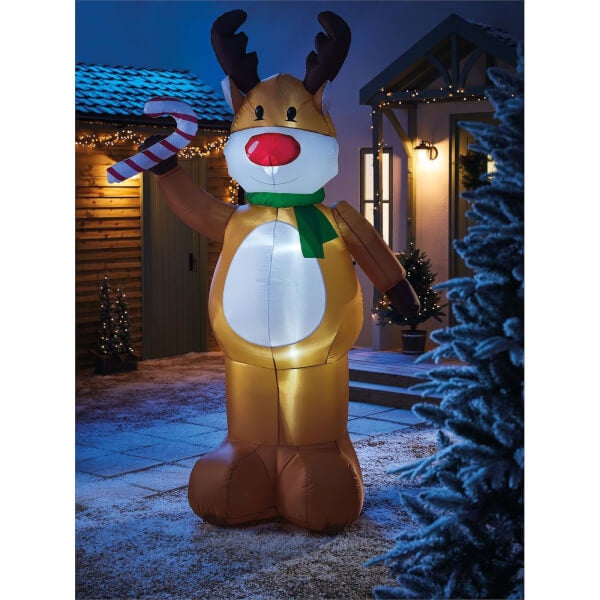 Offer Homebase Bright White 8ft Reindeer with Flashing