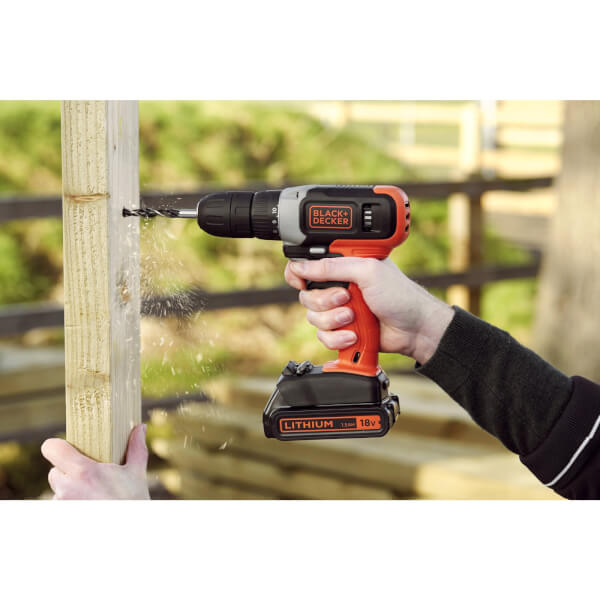 BLACK+DECKER 18V Cordless Drill Driver with Battery and Charger