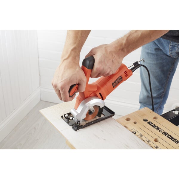 BLACK+DECKER Mini 400W Corded Circular Saw with Blades and Kit Box