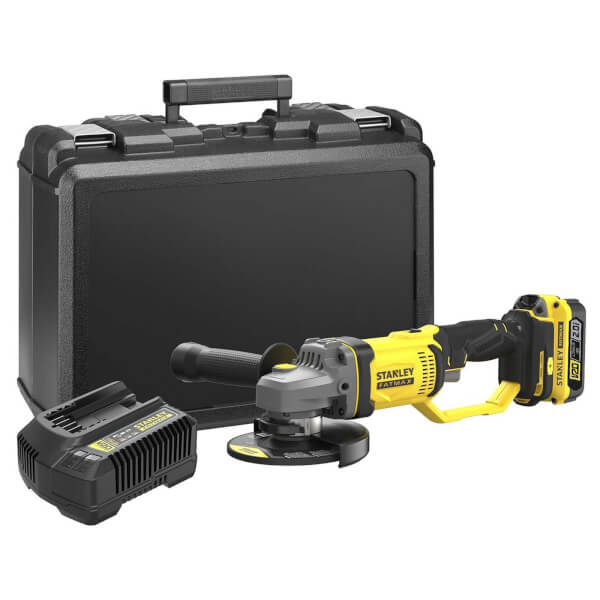 STANLEY FATMAX V20 18V Cordless Angle Grinder with Kit Box (SFMCG400D1KGB) Homebase