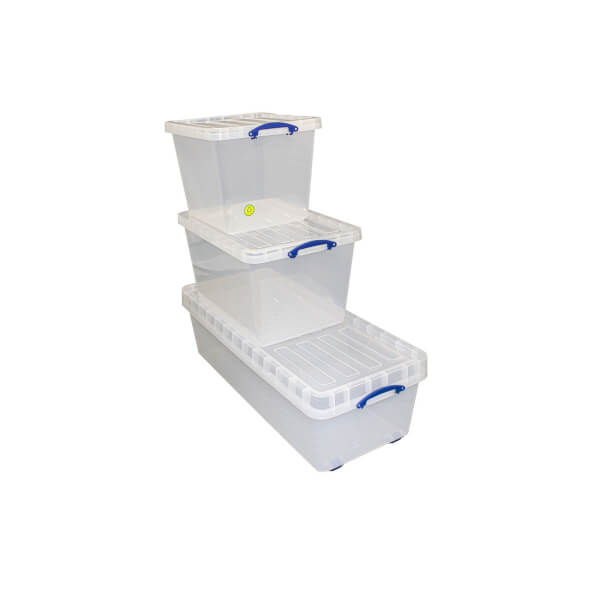 Really Useful Storage Box 134L, Bonus Pack including 96, 60 Clear