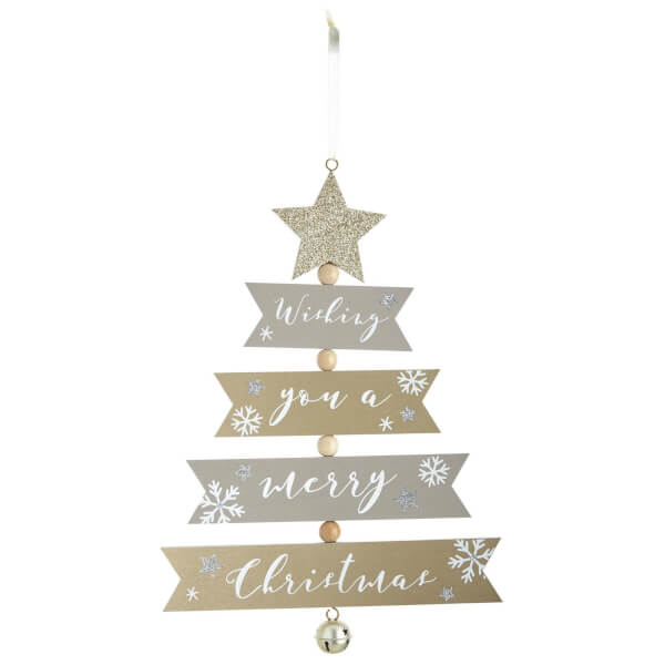 Wooden Message Tree Hanging Christmas Decoration Homebase