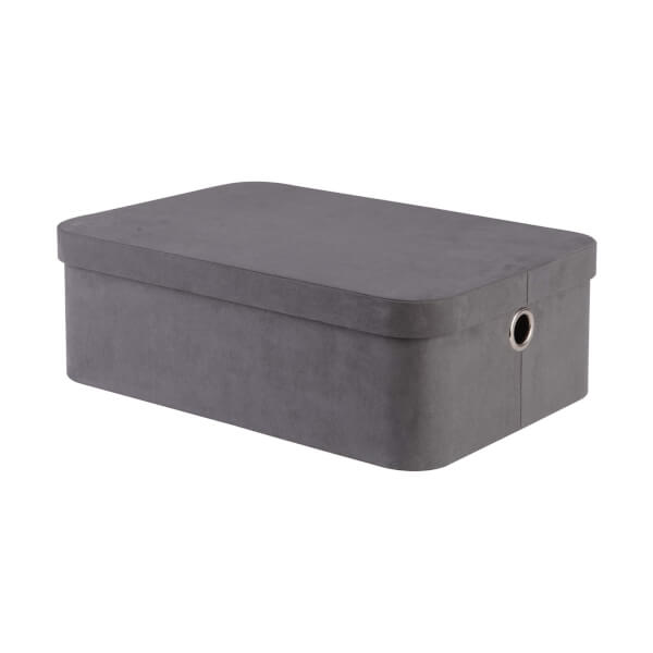 Faux Suede Storage Box Grey Homebase