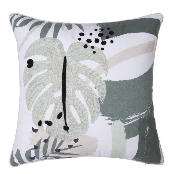 Abstract Floral Cushion Green & Blush 45x45cm Homebase