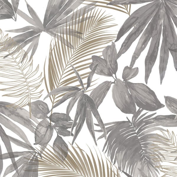 Grandeco Wild Palms Paste the Wall Wallpaper Charcoal Homebase