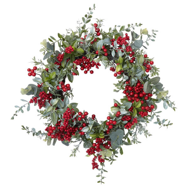 Red Berries Christmas Wreath 50cm Homebase