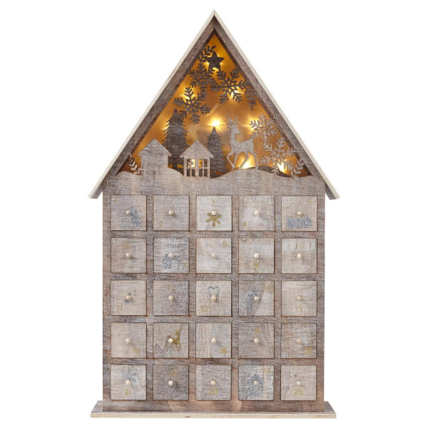 Offer Homebase Yes Wooden Light Up Christmas Advent Calendar