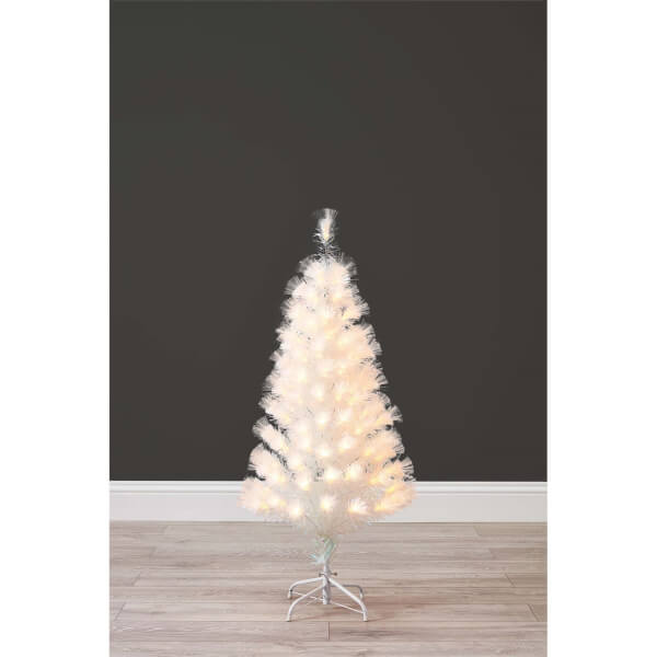 4ft White Fibre Optic (Pre Lit) Christmas Tree Homebase