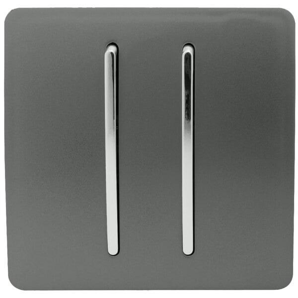 Trendi Switch 2 Gang 2 Way 10Amp Light Switch in Charcoal Homebase