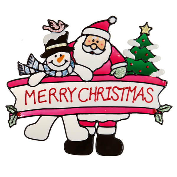 Santa and Snowman Window Cling Christmas Decoration  Homebase