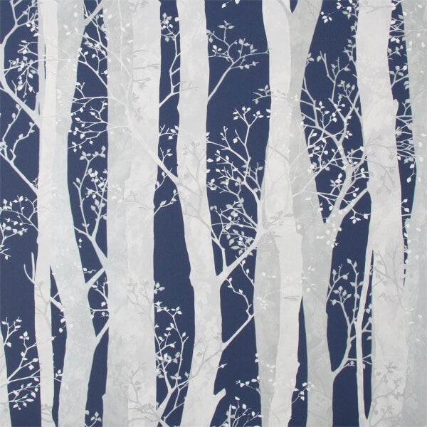 Fresco Dappled Trees Navy Wallpaper Homebase